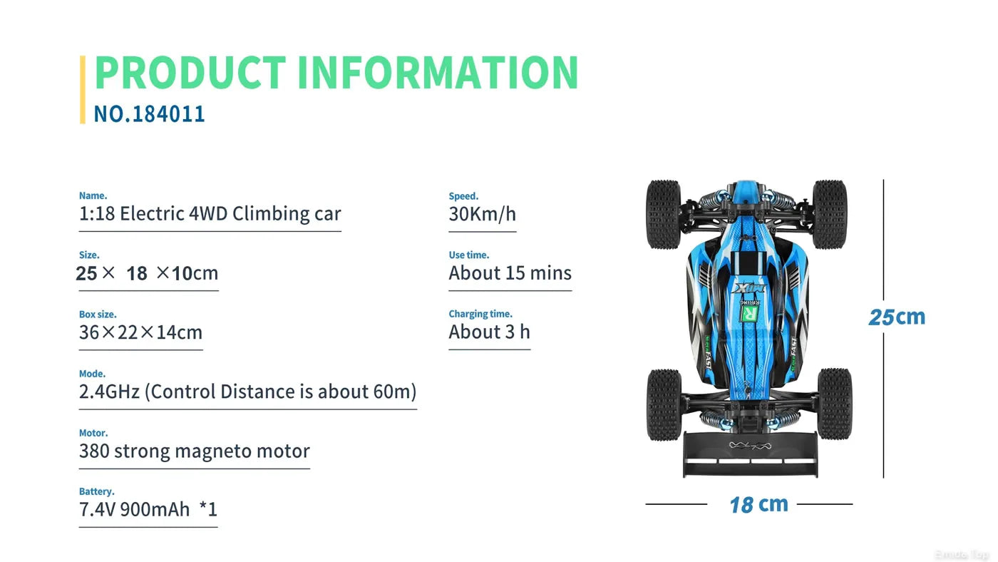 WLtoys A959B 184011 1/18 4WD RC Racing Car 70KM 2.4G Remote Control Drift High Speed Off-Road Vehicle Adult Boys Toys Kids Gift