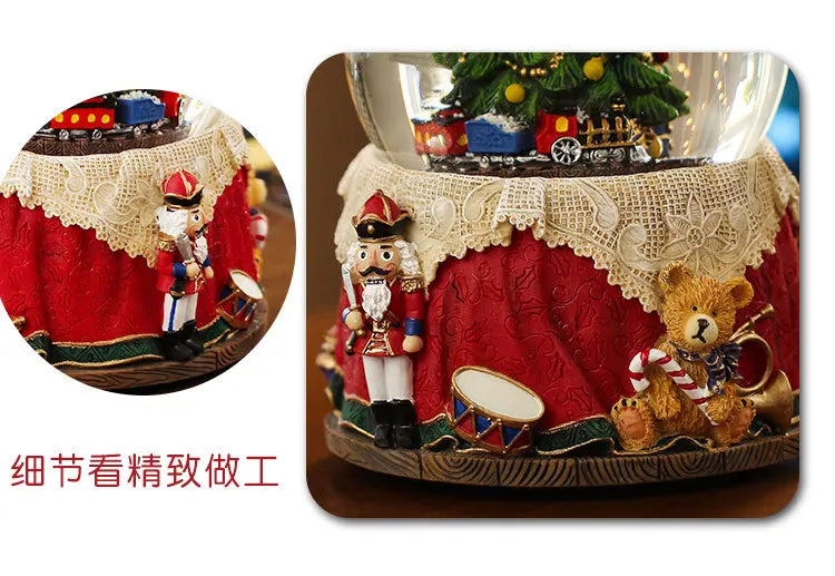 Boule de Cristal Flocon de Neige Sapin de Noël Boîte à Huit Tonalités (ou Boîte à Musique Huit Tons) Décoration de Noël Décoration Créative pour la Maison Petite Décoration Artisanat en Résine.