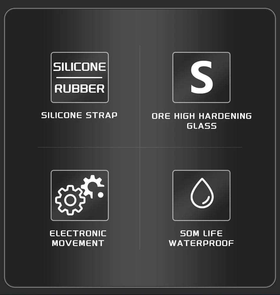 FOXBOX Fashion Quartz Watch Soft Silicone Waterproof LED Dual Display Luminous Digital Watches Men Date Chronograph Man Watch