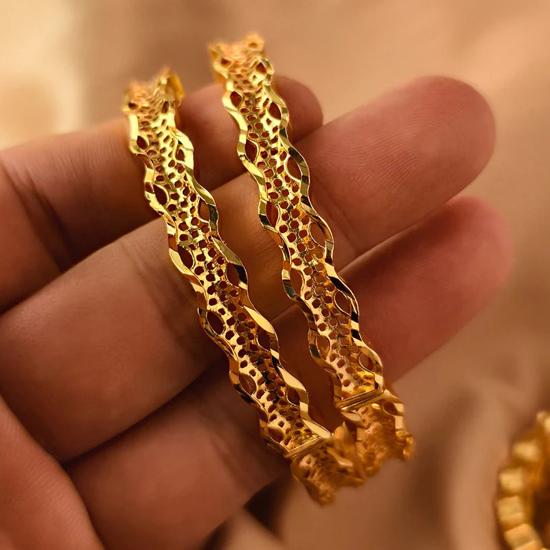 Dubai Gold Plated Bangles For Women Fashion Round Bracelet Flower Bracelet Feast Bijoux