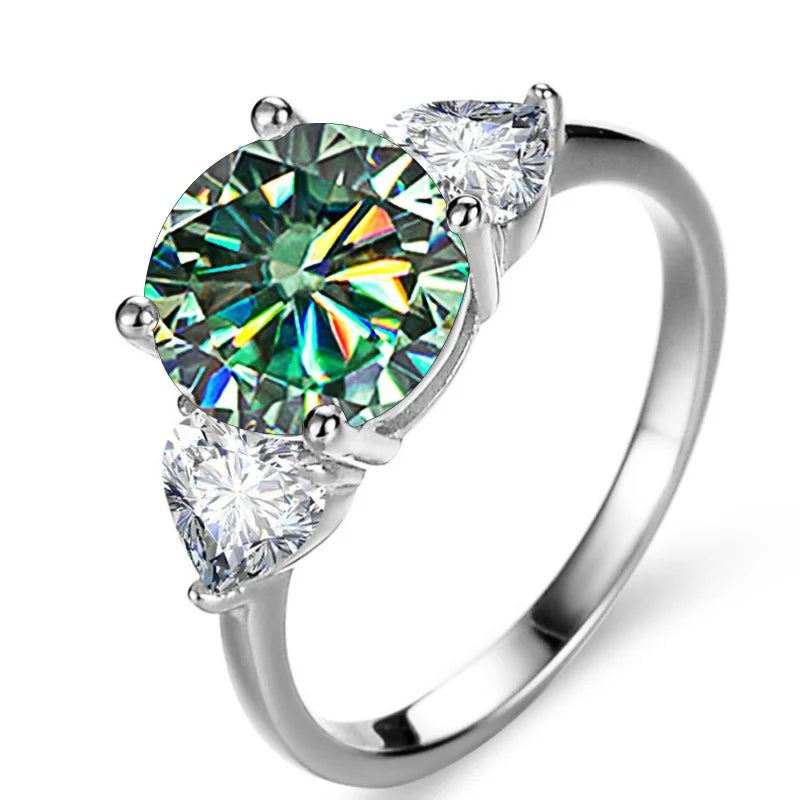 BagueRingen Luxury Round 3 Carats VVS D-COLOR Moissanite Ring For Women Sterling 925 Silver Wedding Jewelry 8H8A Engagement Gift