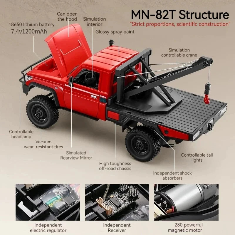 1:12 MN82 Proportional Simulation Remote-controlled Off-road Vehicle Four-wheel Drive Remote Control Pickup Model Boy Toy Gift
