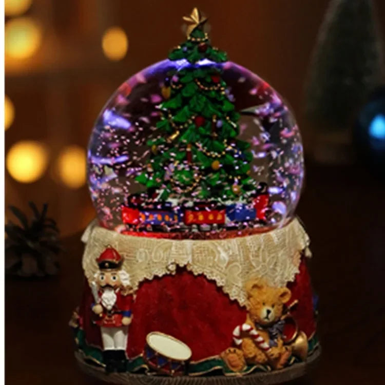 Boule de Cristal Flocon de Neige Sapin de Noël Boîte à Huit Tonalités (ou Boîte à Musique Huit Tons) Décoration de Noël Décoration Créative pour la Maison Petite Décoration Artisanat en Résine.