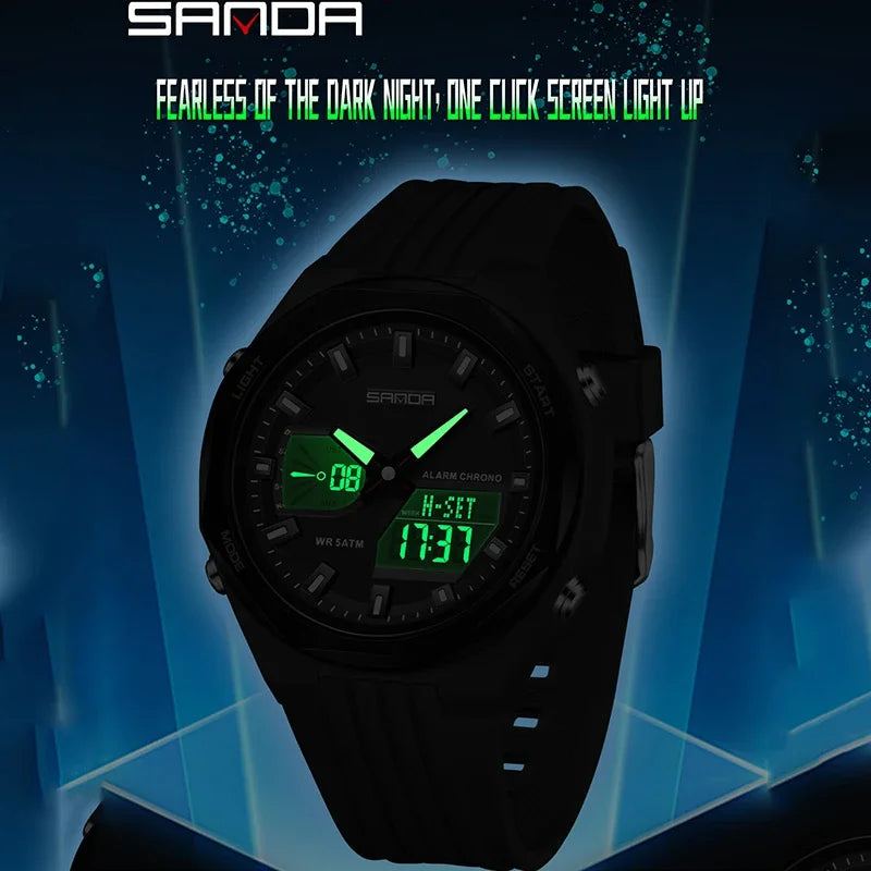 SANDA New LED Digital Watches Men Sports Luminous Multifunction Waterproof Women Wristwatch Outdoor Running Student Alarm Clock