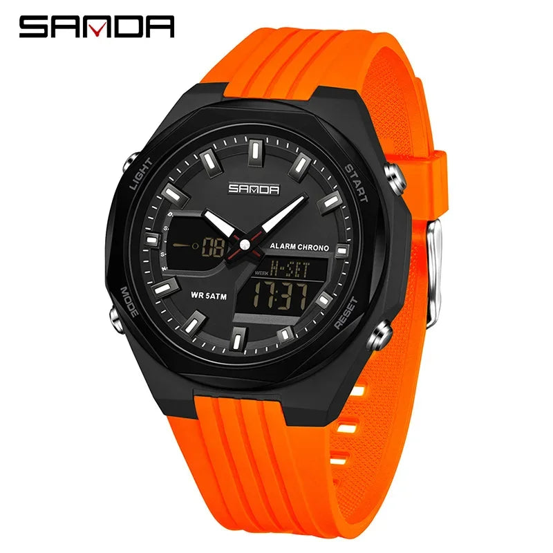 SANDA New LED Digital Watches Men Sports Luminous Multifunction Waterproof Women Wristwatch Outdoor Running Student Alarm Clock