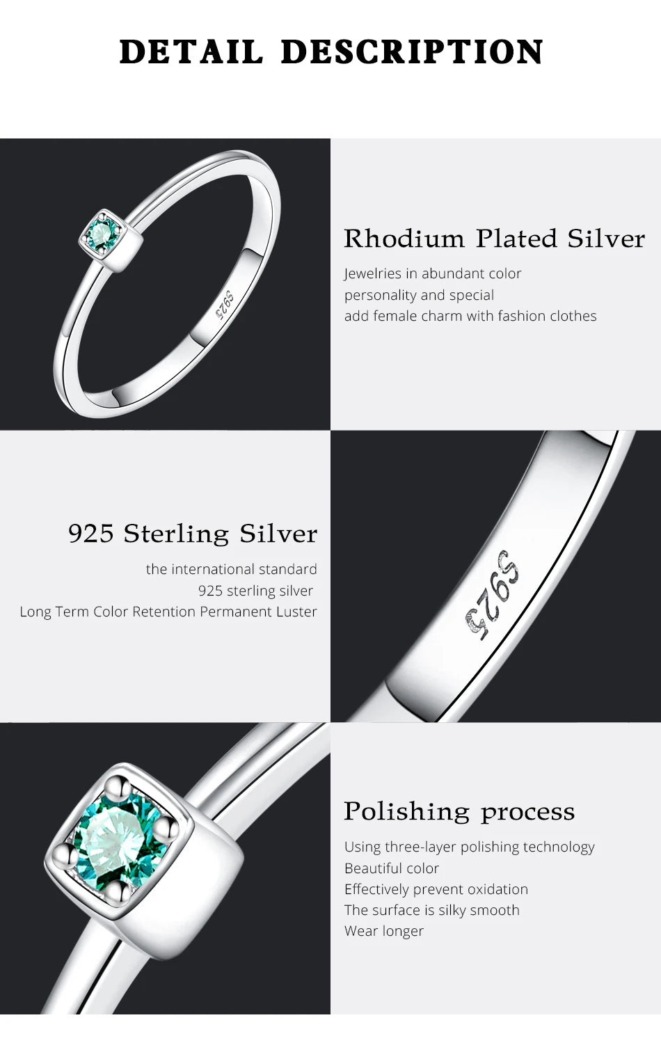 PAG&MAG Created Emerald VVS Bague Rings 925 Sterling Silver Stackable Ring For Women Green Gemstone joyas de plata 925 mujer