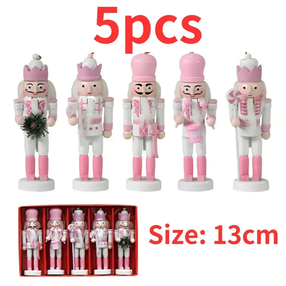 10/12/13/14cm Nutcracker Miniatures Pink Series Nutcracker Puppet Ornaments Desktop Decoration Cartoons Walnuts Soldiers Band Do