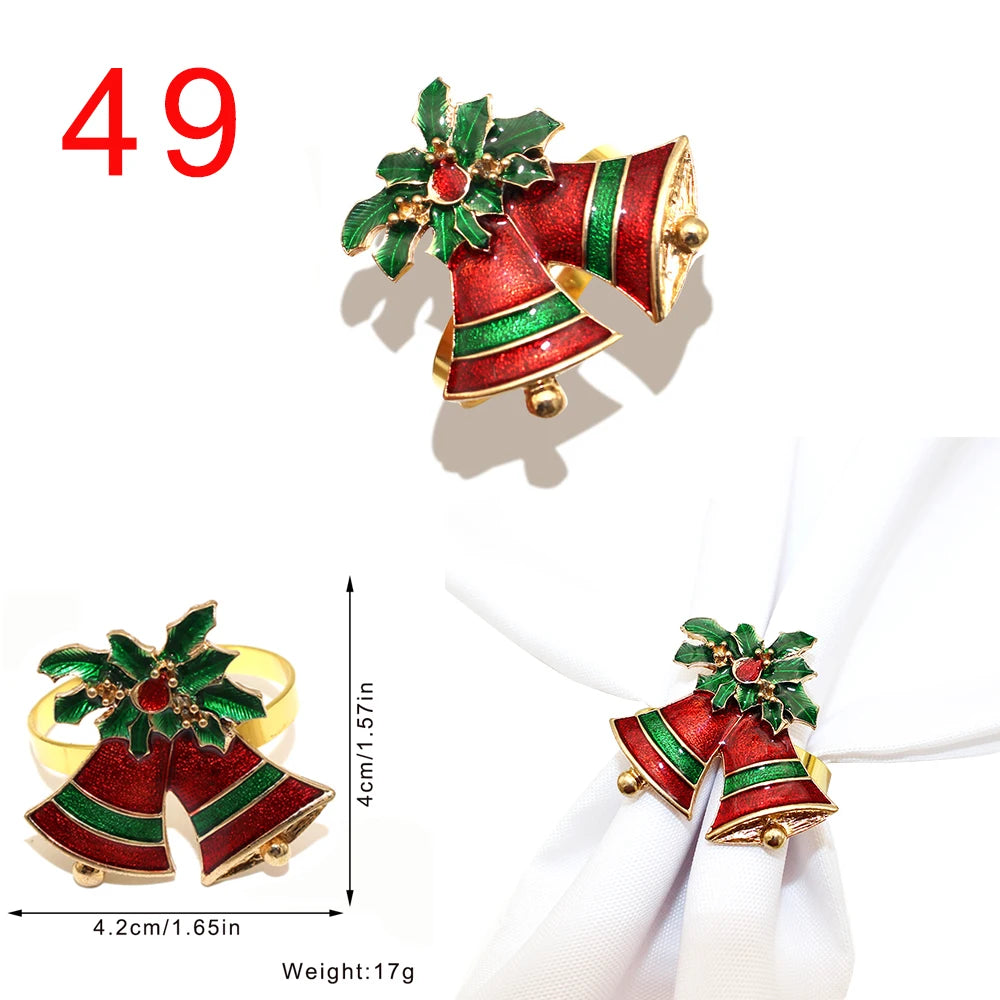 6 Pièces Anneaux de Serviette de Noël Cerf/Ronds de Serviette Porte-Serviettes Décorations de Table pour Mariage, Noël, Thanksgiving et Anniversaire