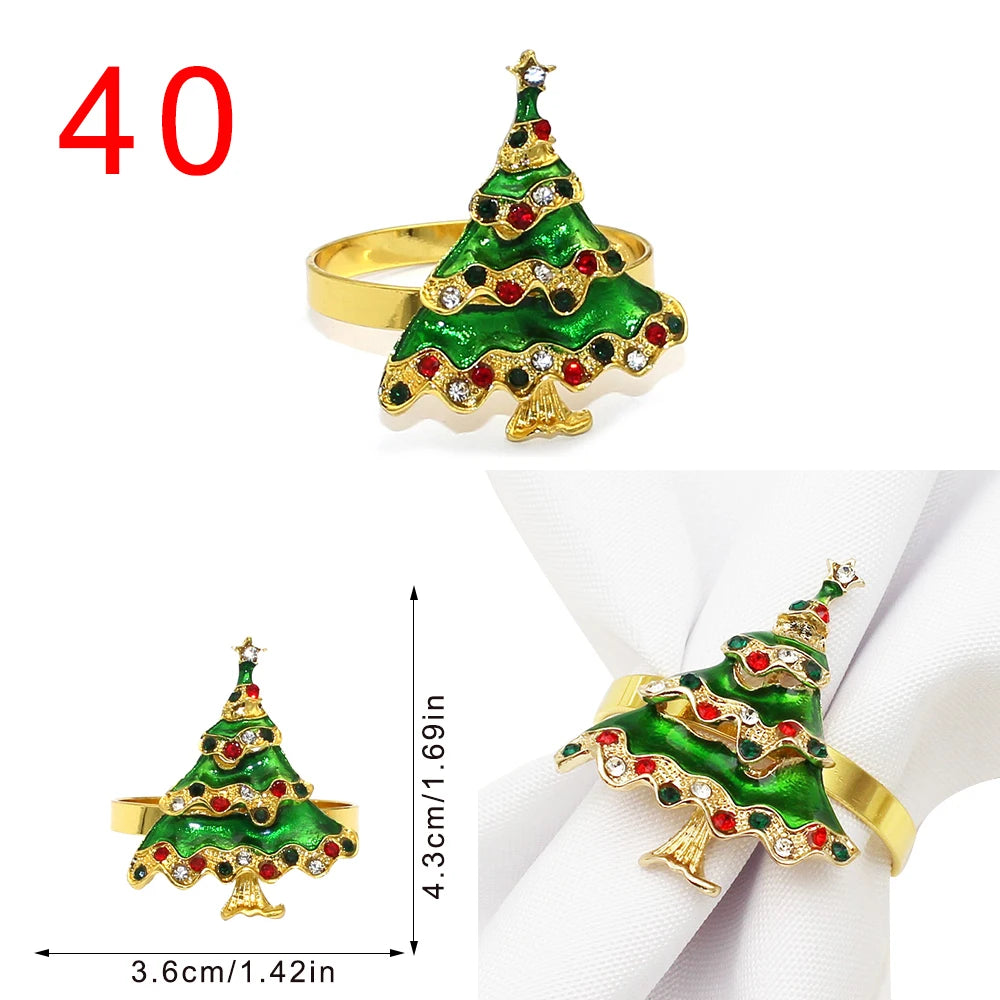 6 Pièces Anneaux de Serviette de Noël Cerf/Ronds de Serviette Porte-Serviettes Décorations de Table pour Mariage, Noël, Thanksgiving et Anniversaire