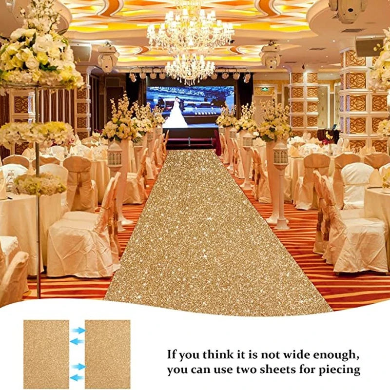 Glitter Rug for Wedding Christmas Thanksgiving Outdoor Accessories, Wedding Party Corridor Rug (Glitter Champagne Gold, 1.2mx6m